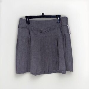 Bar III Women Gray Pleated Belted Mini Skirt Size 10